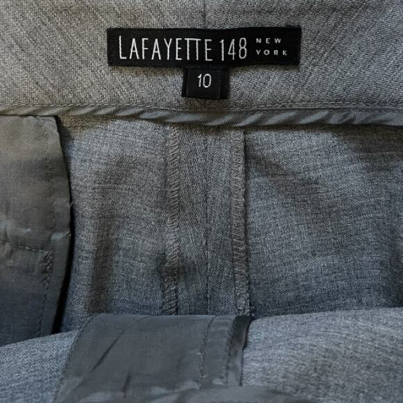 Lafayette 148 NY Gray Wool Straight Leg Dress Pants - 10 - Picture 4 of 7